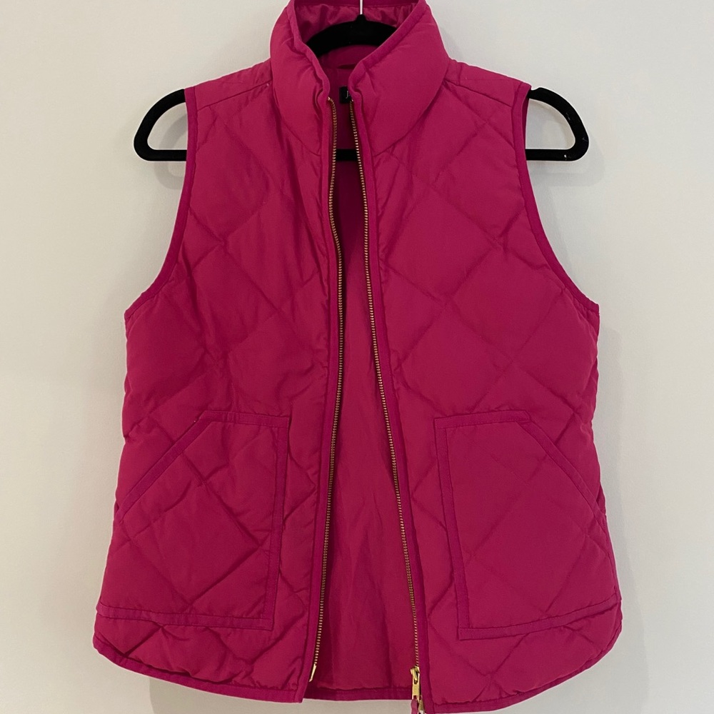 J Crew pink quilted puffer vest